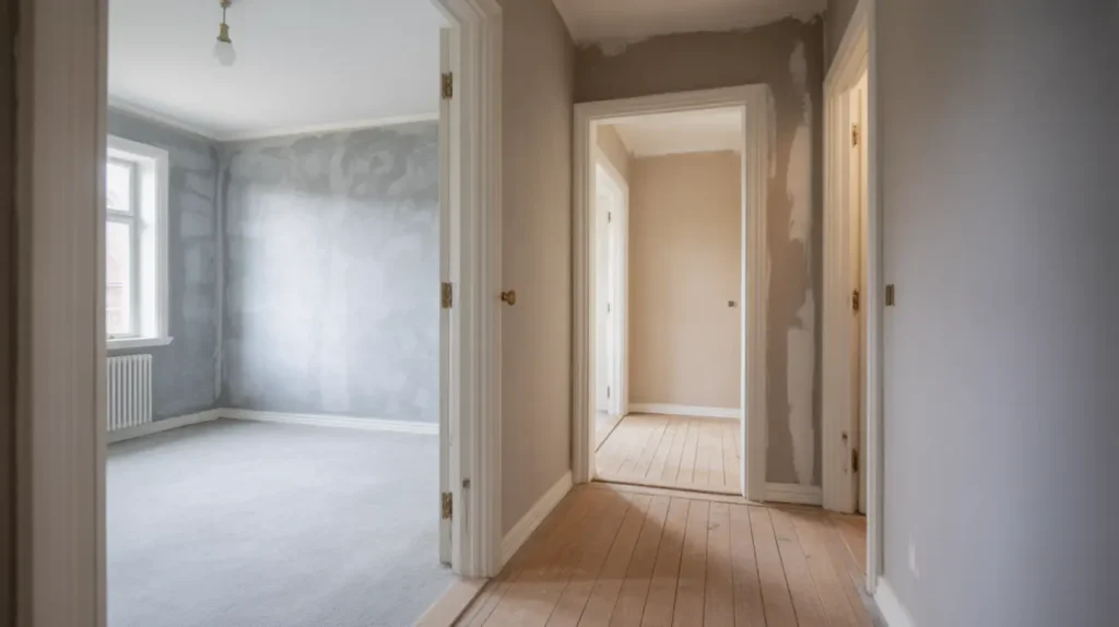 sovrum och hall spacklades och m lades i bromsten sp nga